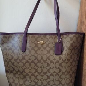 Coach Brown and Purple Tote Bag